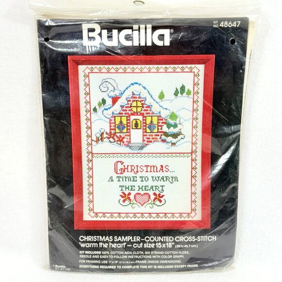 Bucilla Christmas Sampler Counted Cross-Stitch Kit "Warm The Heart" New/Sealed - Picture 1 of 5
